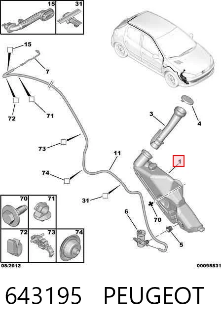  Depósito de limpiaparabrisas Citroen C2 