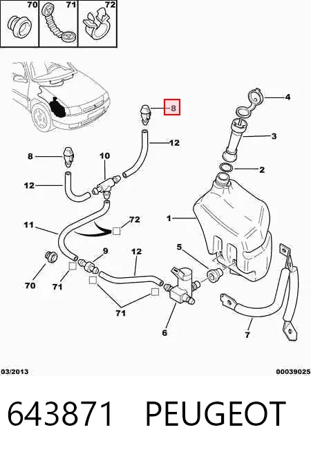 643871 Peugeot/Citroen Boquilla del lavaparabrisas
