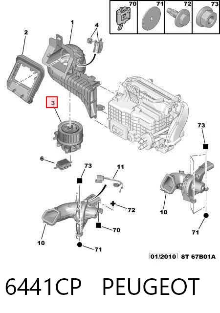 6441CP Peugeot/Citroen Ventilador de habitáculo