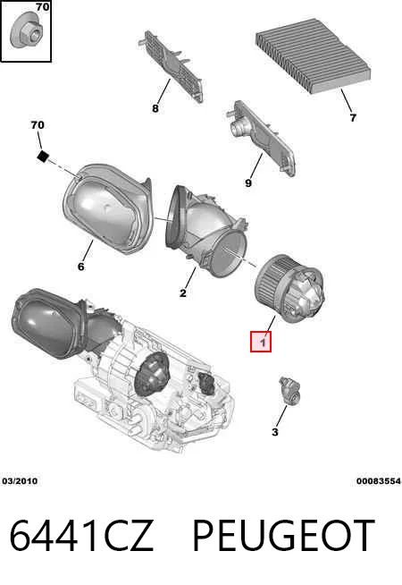 6441CZ Peugeot/Citroen Ventilador de habitáculo