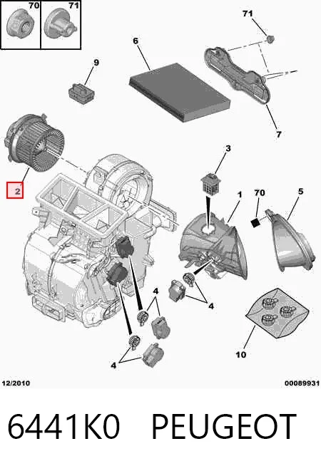 6441K0 Peugeot/Citroen Ventilador de habitáculo