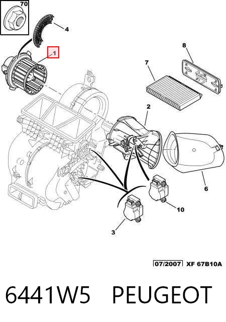 6441W5 Peugeot/Citroen Ventilador de habitáculo