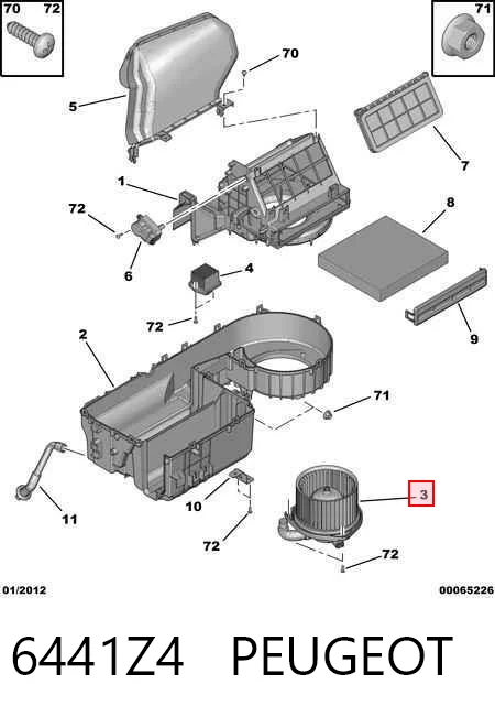 6441Z4 Peugeot/Citroen Ventilador de habitáculo