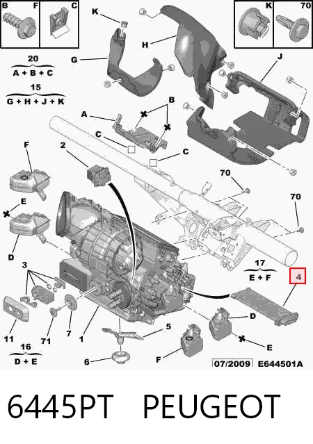 Calentador eléctrico de aire para el sistema de calefacción del habitáculo 6445PT PEUGEOT