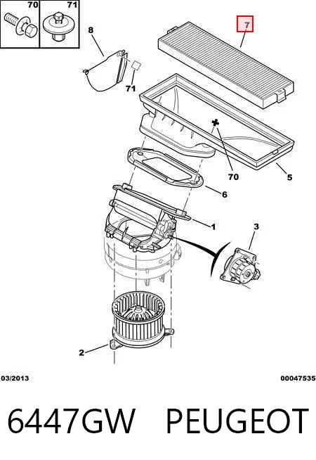 Comprar Filtro de habitáculo Peugeot 607  9D, 9U a bajo precio
