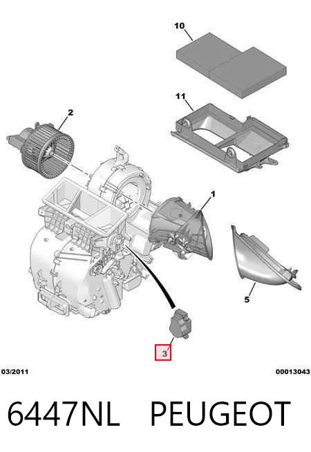 Actuador de compuerta de la calefacción para Peugeot 308 I 4A, 4C