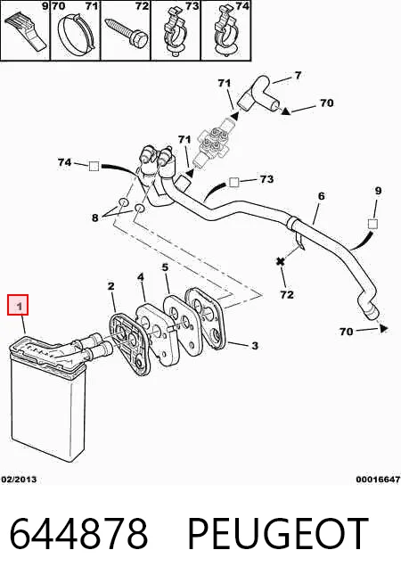 644878 Peugeot/Citroen Radiador interior