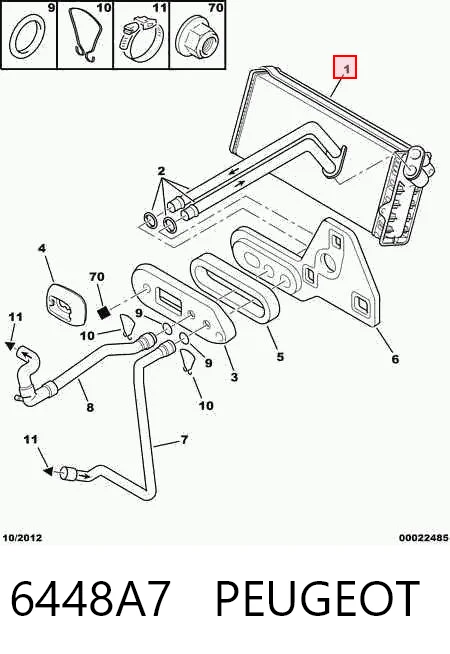 Radiador de calefacción 6448A7 PEUGEOT