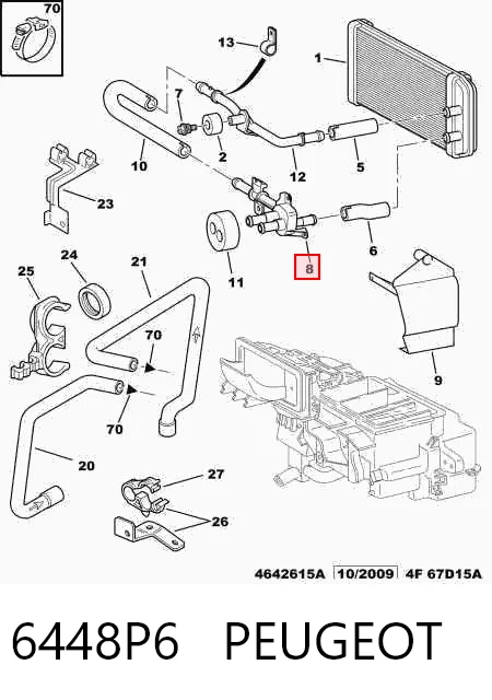 6448P6 Peugeot/Citroen Valvula del calefactor