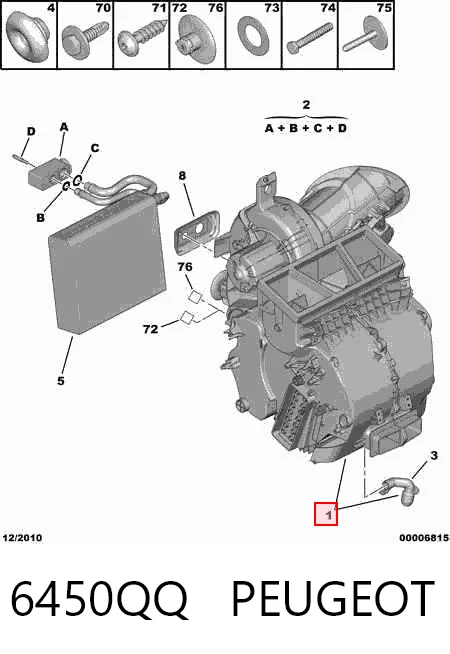 6450QQ Peugeot/Citroen Evaporador, aire acondicionado