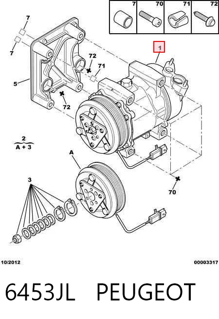 6453JL Peugeot/Citroen Compresor climatizador