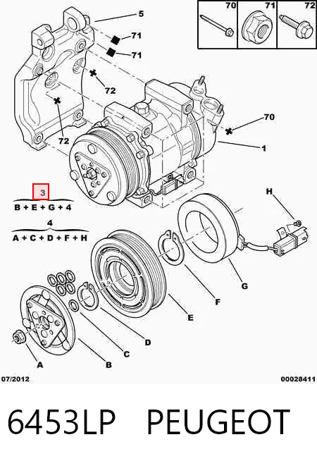 Acoplamiento magnético, compresor del aire acondicionado  para Citroen C3 FC