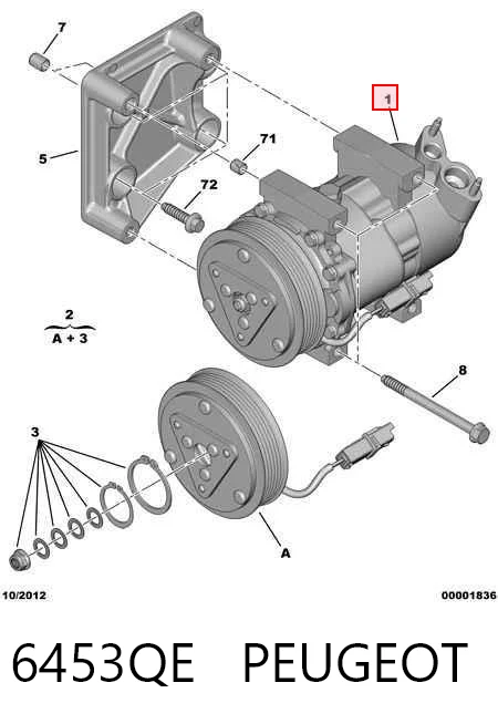 6453QE Peugeot/Citroen Compresor climatizador