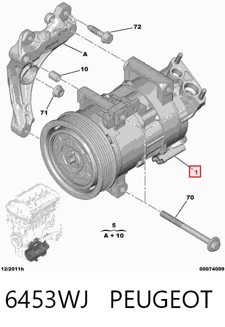 6453WJ Peugeot/Citroen Compresor climatizador