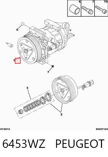 6453WZ Peugeot/Citroen Compresor climatizador