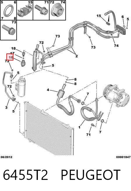 6455T2 Peugeot/Citroen Sensor de baja presion aire acondicionado