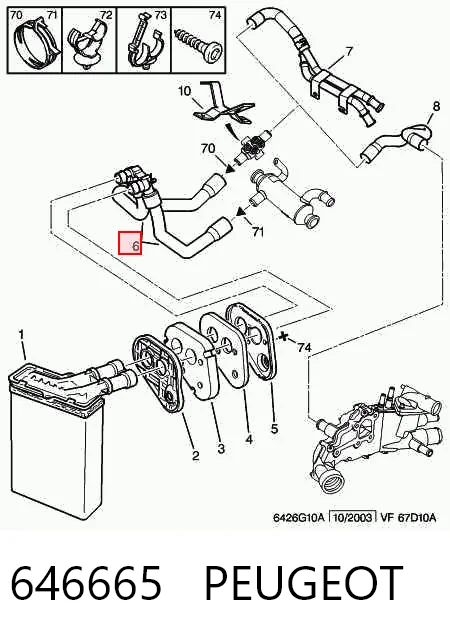 646665 Peugeot/Citroen Manguera doble del radiador de la calefacción