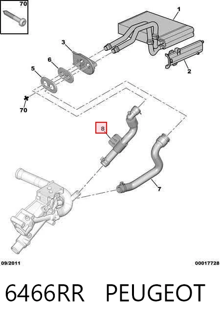6466RR Peugeot/Citroen Manguera de calefacción, retorno