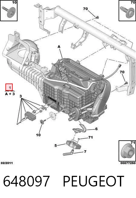 648097 Peugeot/Citroen Evaporador, aire acondicionado