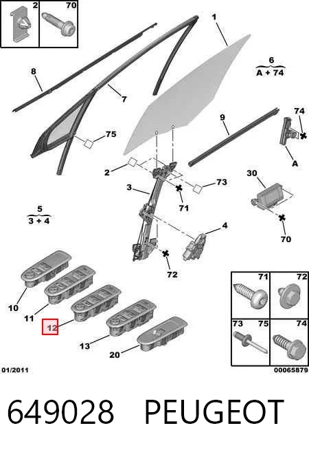 649028 Peugeot/Citroen Unidad de control de elevalunas delantera izquierda