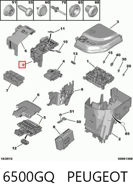 6500GQ Peugeot/Citroen Caja de relés y fusibles