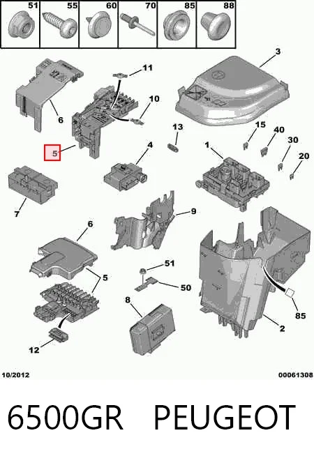 6500GR Peugeot/Citroen Caja de relés y fusibles