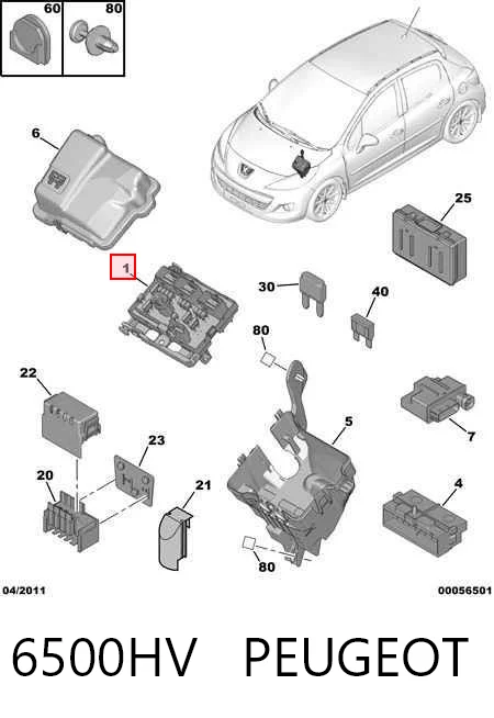 Caja de relés y fusibles para Peugeot 207  WA, WC