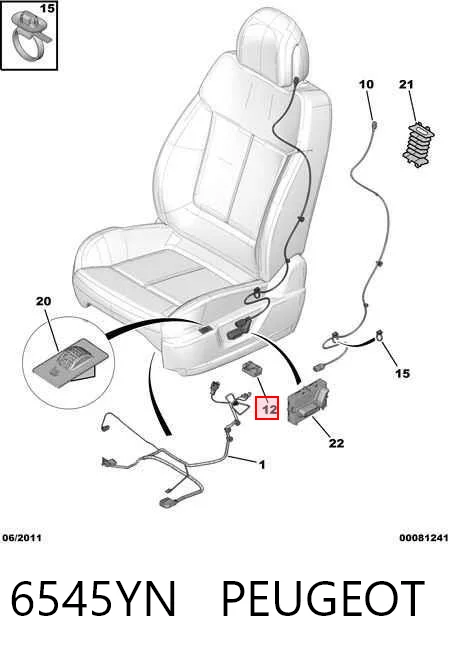 6545YN Peugeot/Citroen Relé de calefacción de asiento
