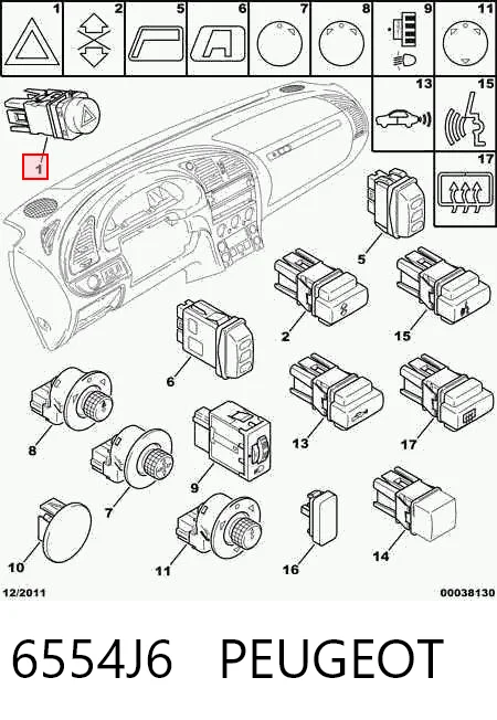 Precio del repuesto Interruptor warning Xsara  familiar