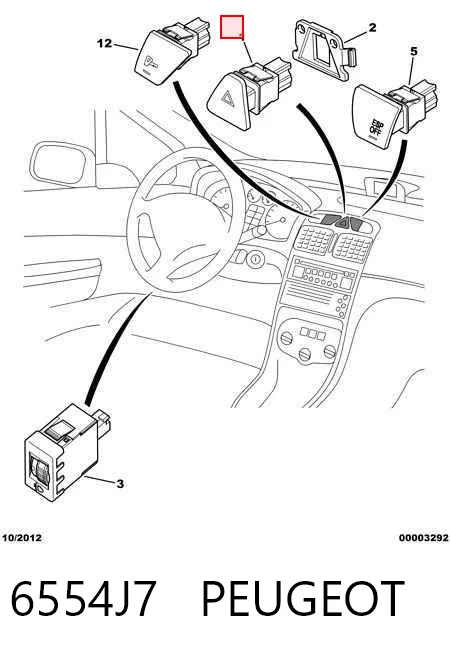 Boton de luz de emergencía para Peugeot 307 SW 3H