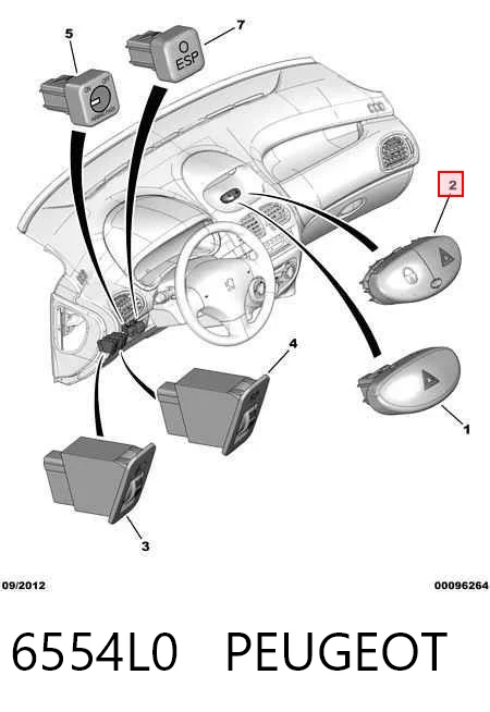 Botón de emergencia Peugeot 206 SW familiar (2E, K) (2002 - 2006) precio, desde 14,46 EUR