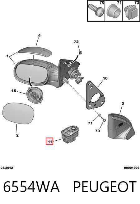 6554WA Peugeot/Citroen Unidad de control de elevalunas delantera izquierda