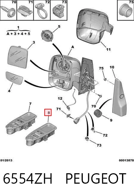6554ZH Peugeot/Citroen Unidad de control de elevalunas delantera izquierda