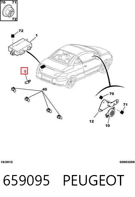 659095 Peugeot/Citroen Sensor alarma de estacionamiento trasero 