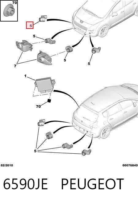 6590JE Peugeot/Citroen Sensor alarma de estacionamiento trasero 