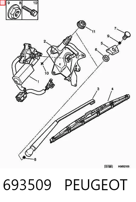 Tornillo (tuerca) de sujeción 693509 PEUGEOT