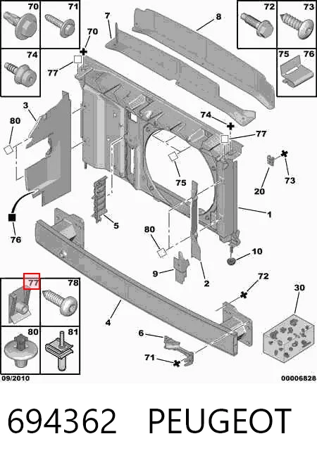 Tuerca remachable para tornillo autorroscante 694362 PEUGEOT