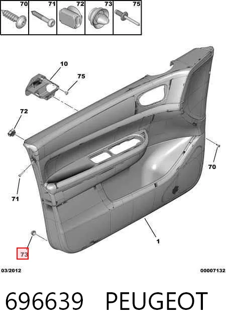 696639 Peugeot/Citroen Clips de fijación para panel de puerta