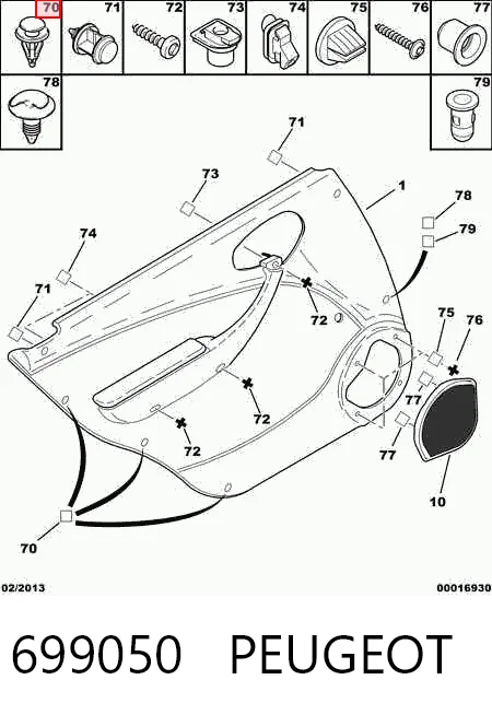 699050 Peugeot/Citroen Clips de fijación para panel de puerta