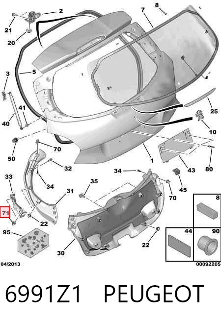 Comprar Clip de tapicería de la tapa del maletero Citroen C4 II B7 a bajo precio
