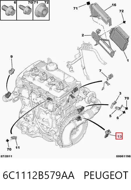 6C1112B579AA Peugeot/Citroen Sensor de flujo de aire