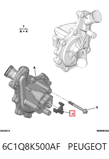 6C1Q8K500AF Peugeot/Citroen Bombeadora de agua, completo con caja