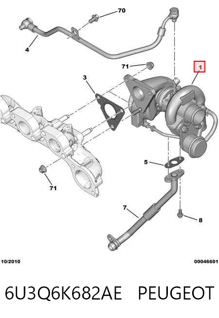 6U3Q6K682AE Peugeot/Citroen Turbo para motor