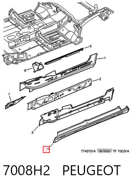 Umbral de puerta, derecha para Peugeot Partner 5F