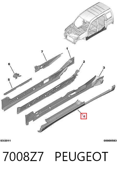 Chapa de acceso derecha Citroen Berlingo  (M)