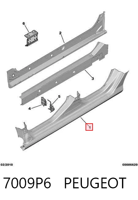 Umbral exterior izquierdo para Peugeot 308 4E, 4H