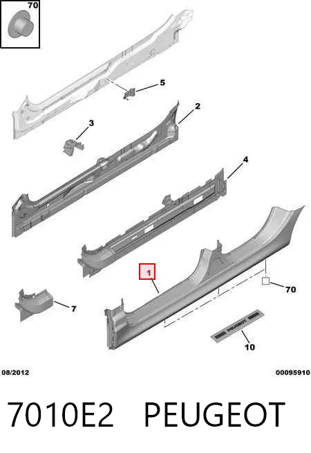 Comprar Umbral exterior derecho Peugeot 206  2E, K a bajo precio