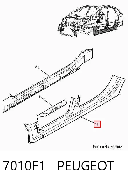 Umbral de puerta, derecha Citroen Xsara  (2000-2010)