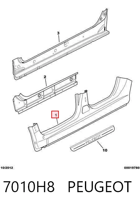 Umbral de puerta, derecha para Peugeot 307 3H