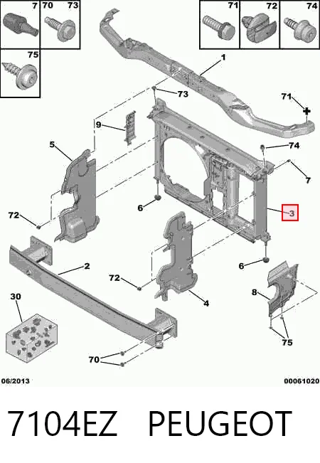 Soporte de radiador completo (panel de montaje para foco) para Citroen C4 PICASSO I UD